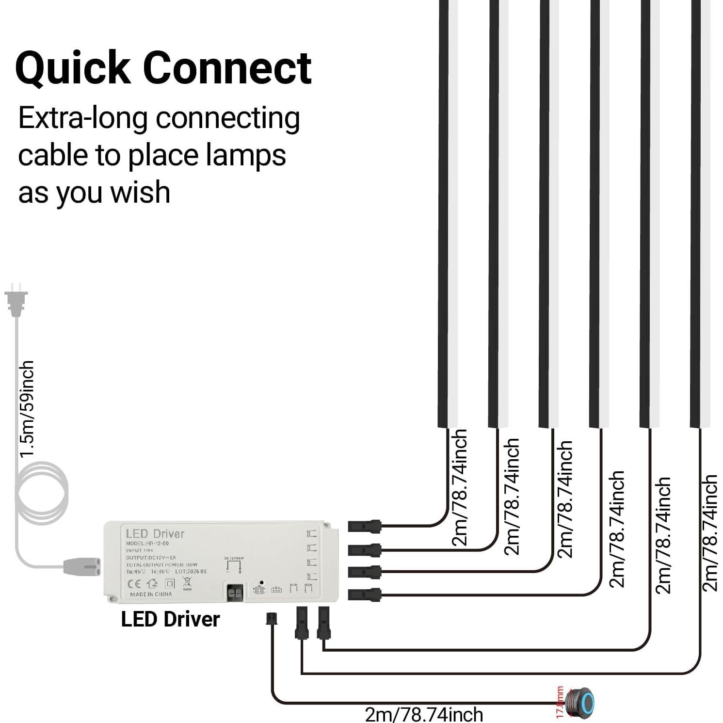 Kit de Iluminación LED Empotrada HAMRVL 6 Pcs 40.6cm 3000K