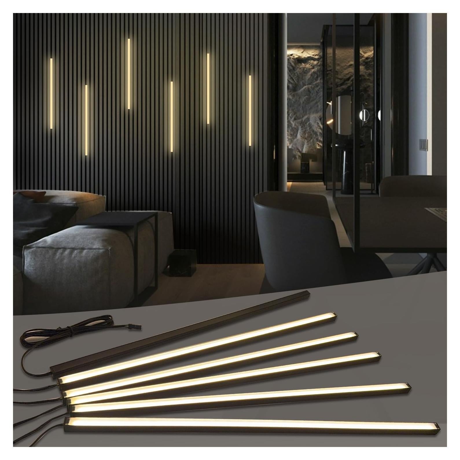 Kit de Iluminación Empotrada LED Negro HAMRVL - 6 Pcs 40 cm 3000K Regulable