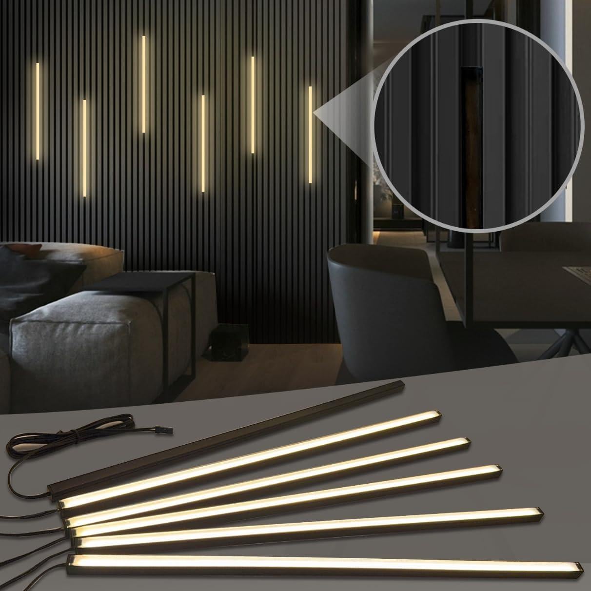 Kit de Iluminación Empotrada LED Negro HAMRVL - 6 Pcs 40 cm 3000K Regulable