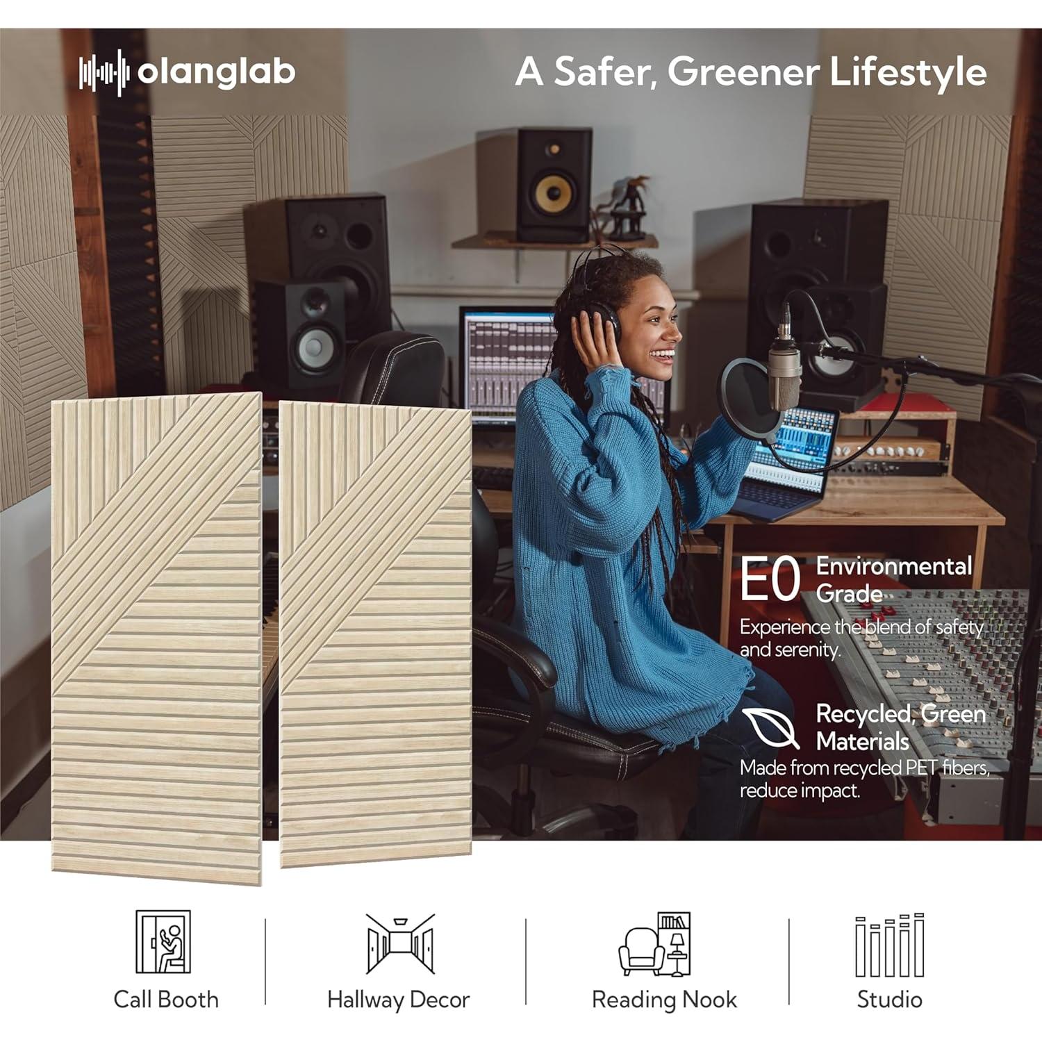 Paneles Acústicos Autoadhesivos Olanglab 6 Pzs 60x30 cm Roble