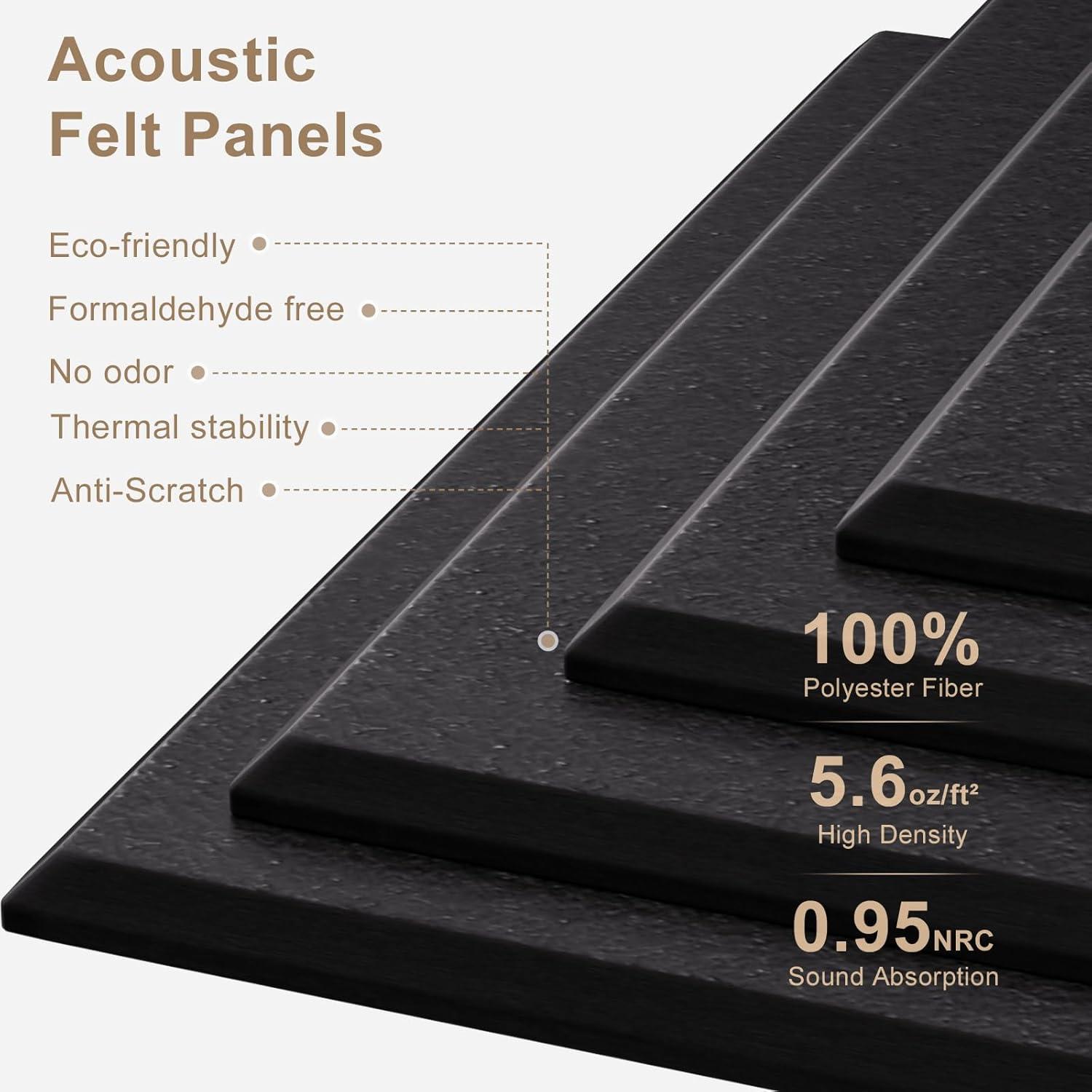 Tablero de Corcho Autoadhesivo Fieltro Negro 12 Piezas 30x30cm