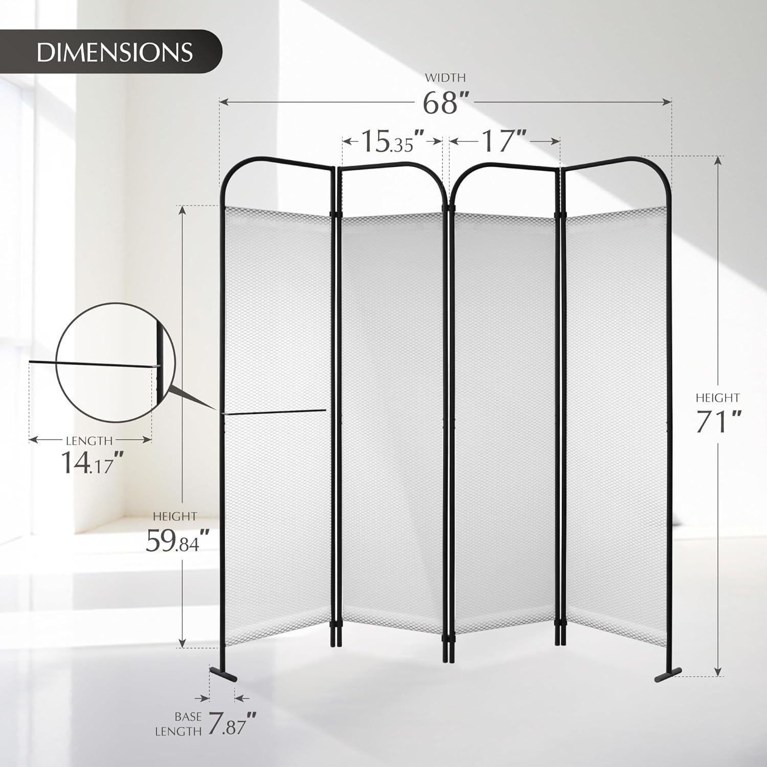 Divisor de Habitaciones DECOLAB 4 Paneles Ajustable 172.7x180.3 cm