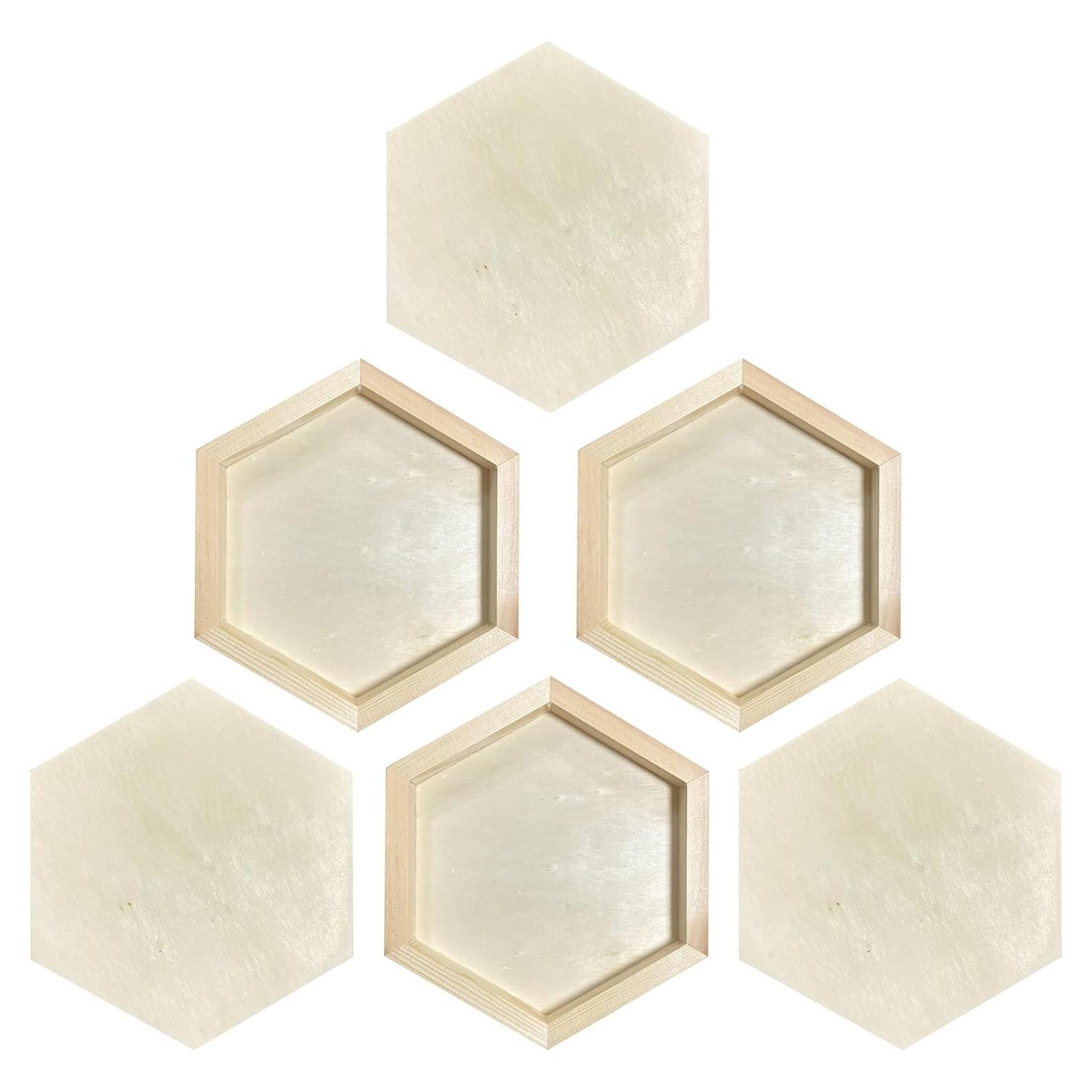Lienzo Hexagonal de Madera Cregugua 20.32x22.86 cm - 6 Piezas