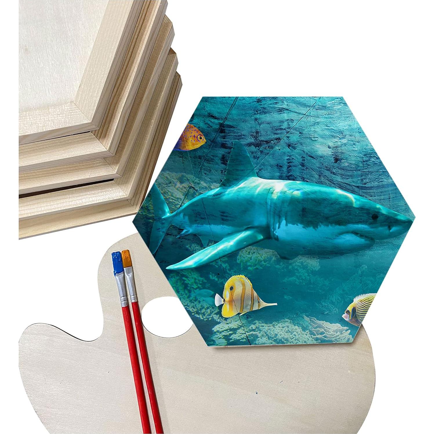 Lienzo Hexagonal de Madera Cregugua 20.32x22.86 cm - 6 Piezas