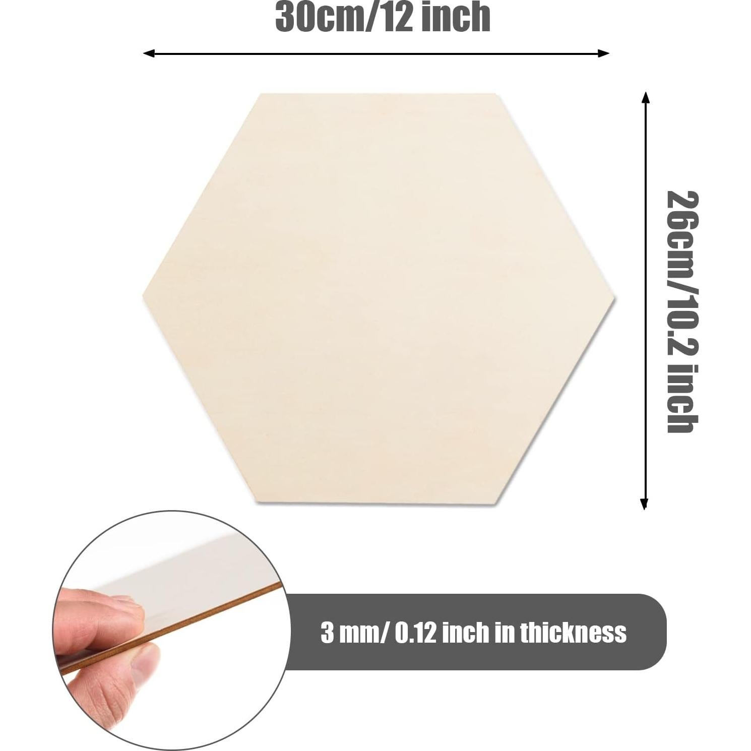 Paquete de 6 Recortes Hexagonales de Madera AWIZOM 30x26cm