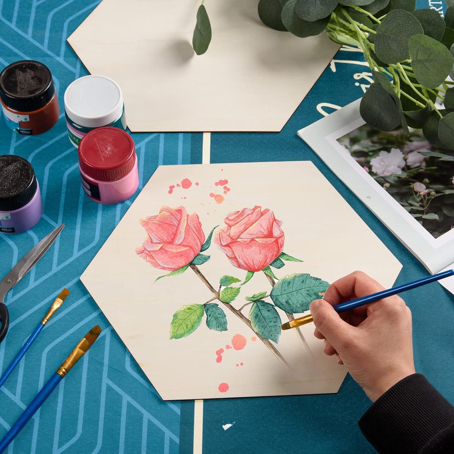 Paquete de 6 Recortes Hexagonales de Madera AWIZOM 30x26cm