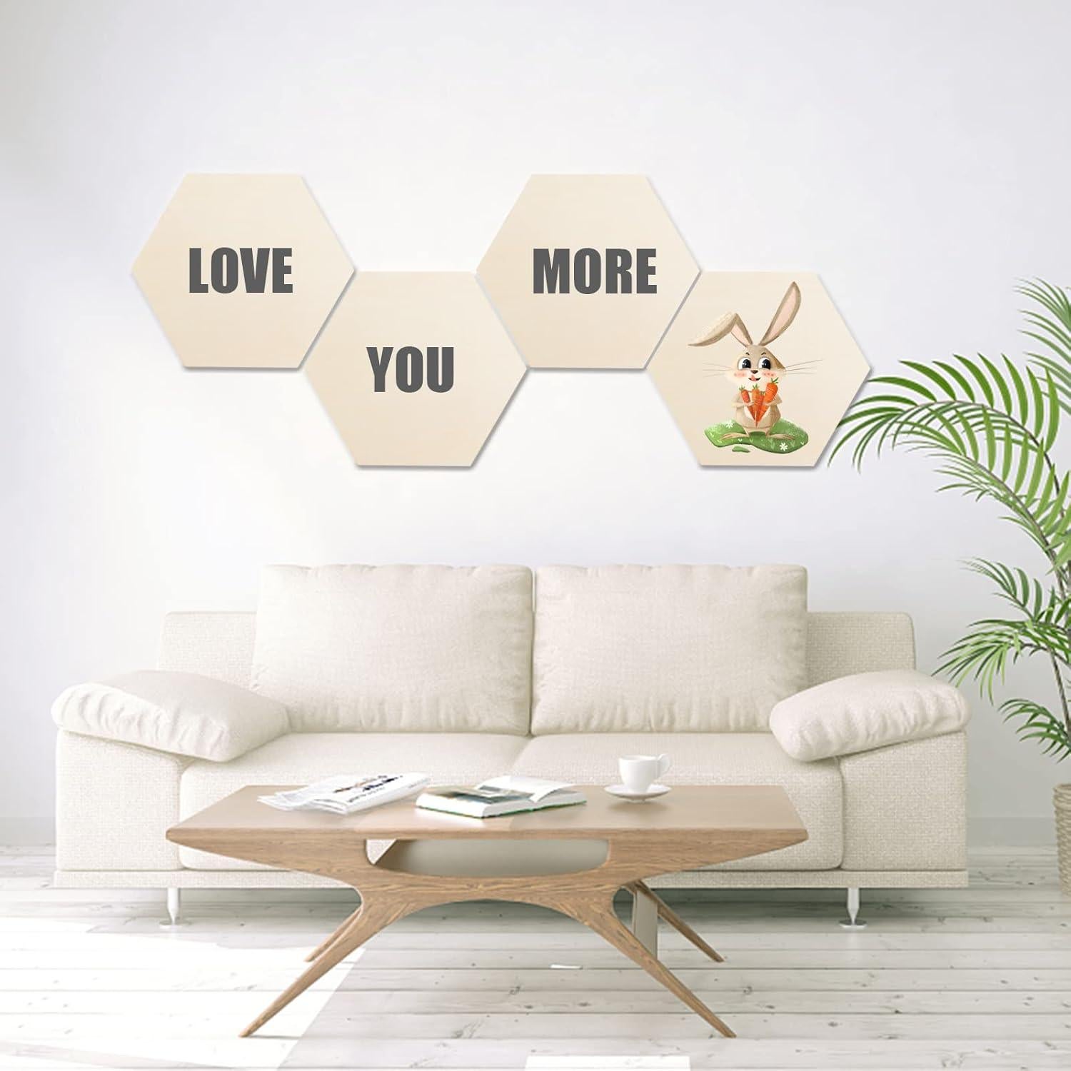 Paquete de 6 Recortes Hexagonales de Madera AWIZOM 30x26cm