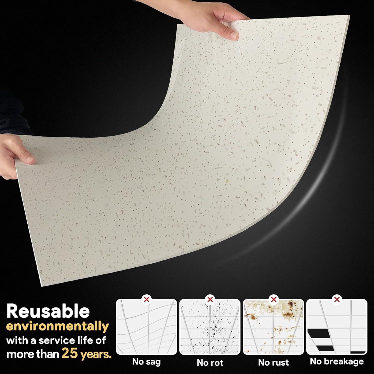 Azulejos de Techo Gigrwiin 60x120cm PVC Impermeables - Paquete de 10