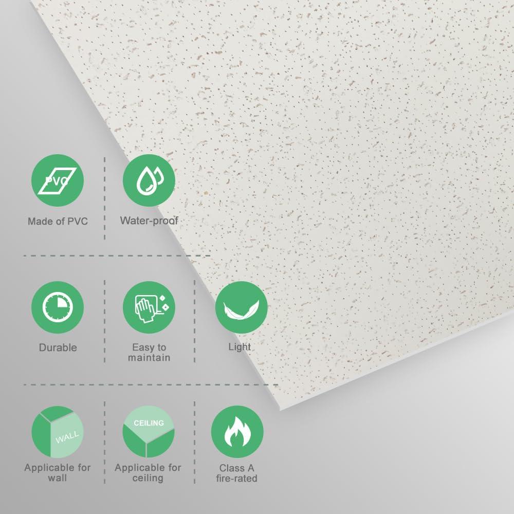 Azulejos de Techo Gigrwiin 60x120cm PVC Impermeables - Paquete de 10