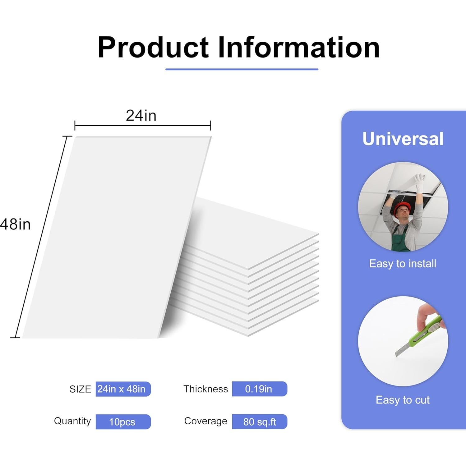 Azulejos de Techo PVC IMXPW 60x120cm Impermeables 10 Unidades