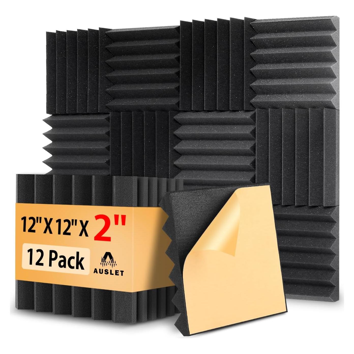 Paquete de 12 Paneles Acústicos Autoadhesivos 30x30x5 cm