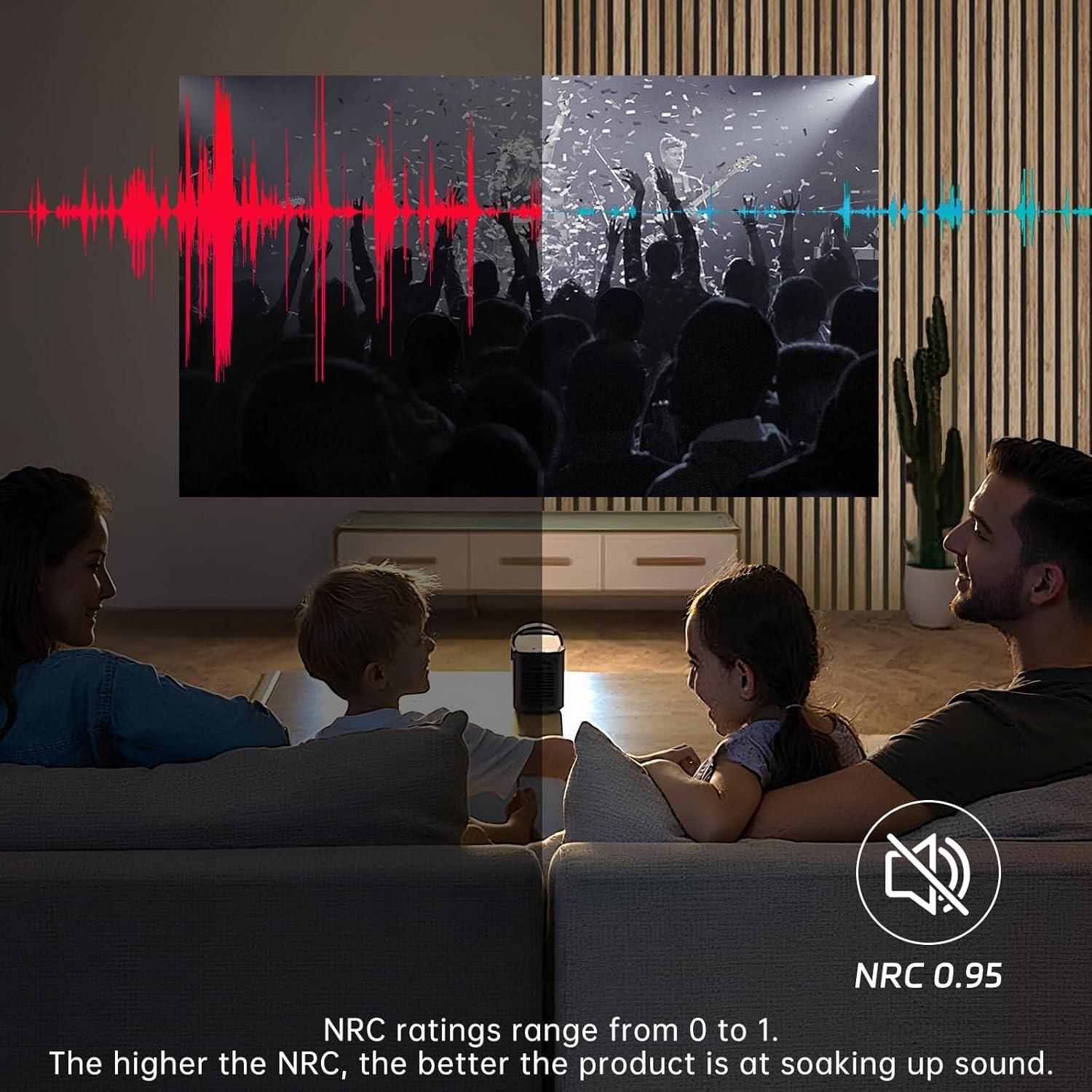 Paquete de 6 Paneles Acústicos de Madera Nogal Natural 240 cm