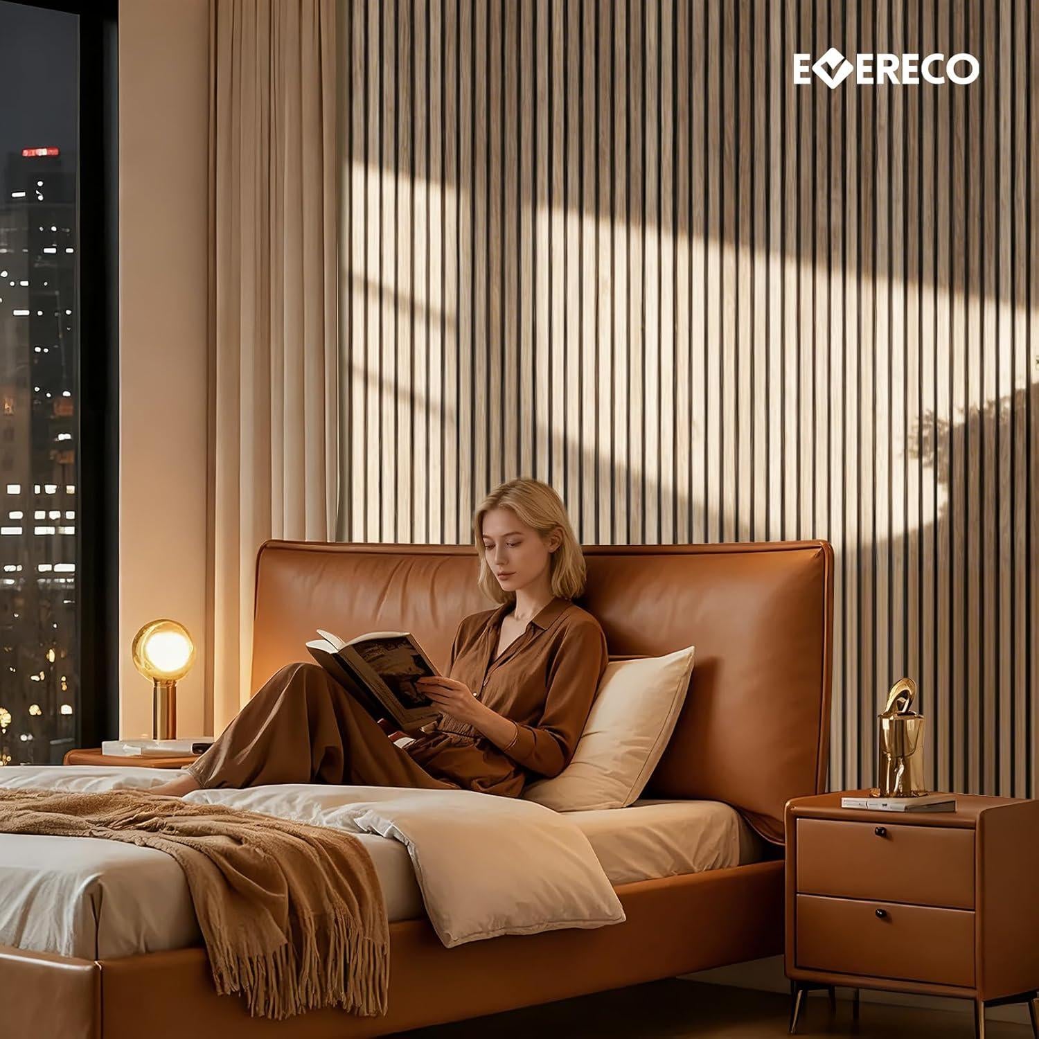 Paquete de 6 Paneles Acústicos de Madera Nogal Natural 240 cm