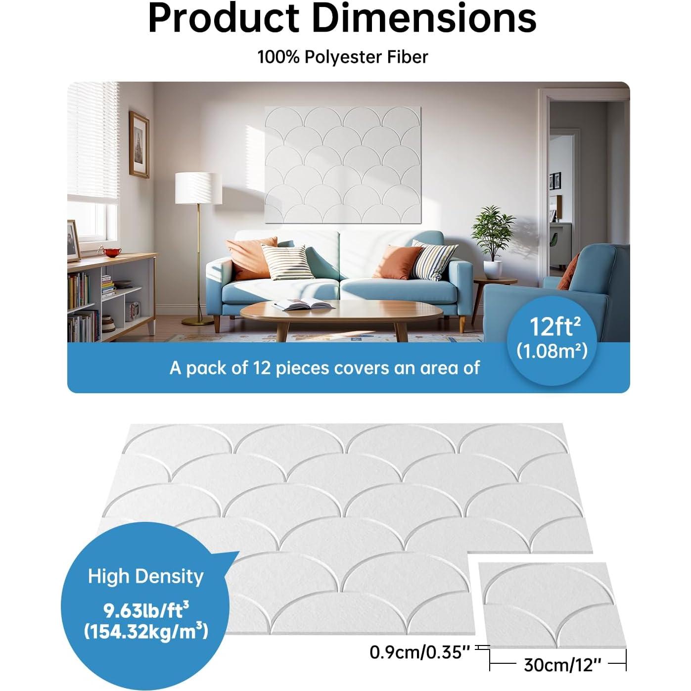 Paquete de 12 Paneles Acústicos Autoadhesivos Soundsbay 30.48cm