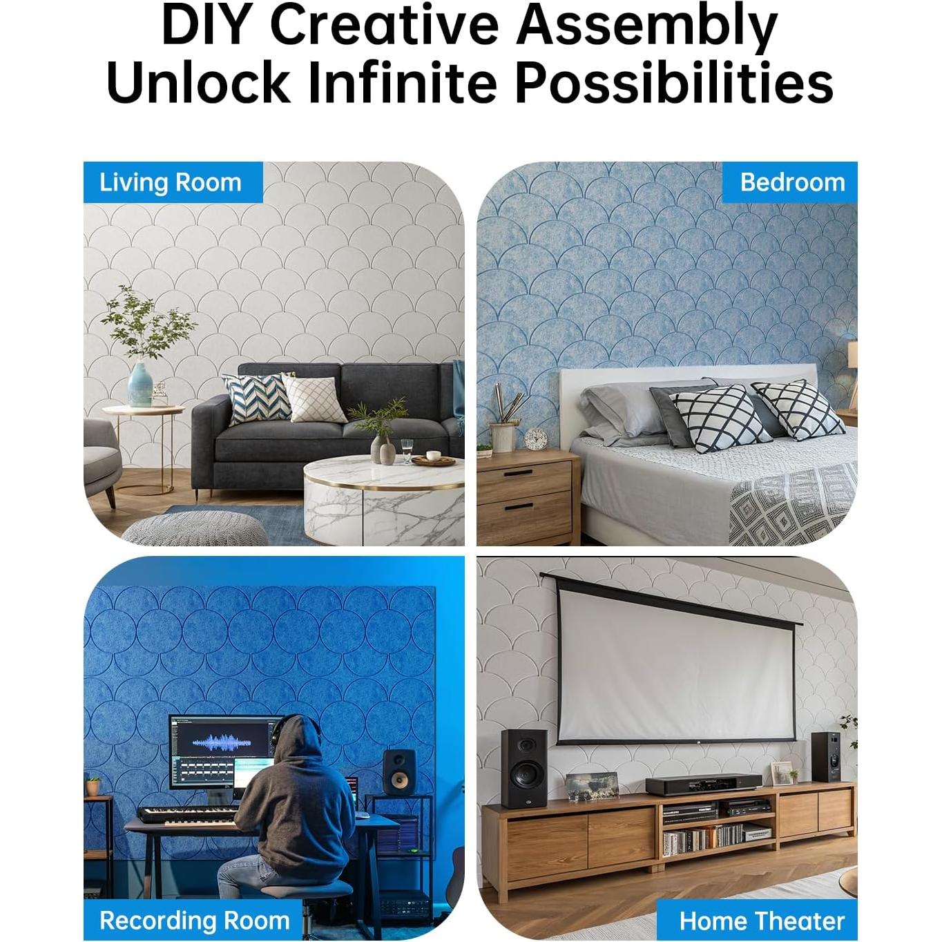 Paquete de 12 Paneles Acústicos Autoadhesivos Soundsbay 30.48cm