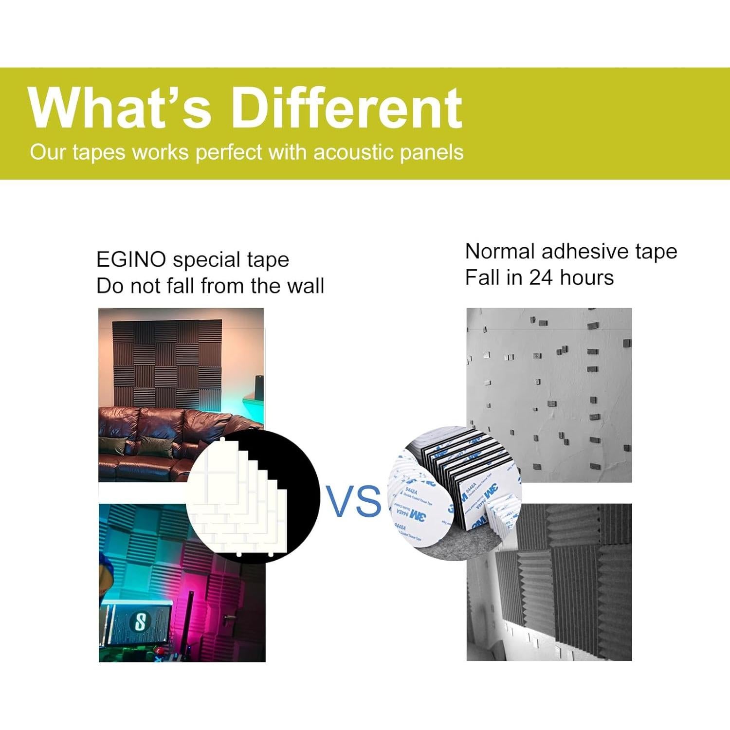 Cinta Adhesiva Doble Cara EGINO 120 Cuadrados 30mm para Espuma Acústica