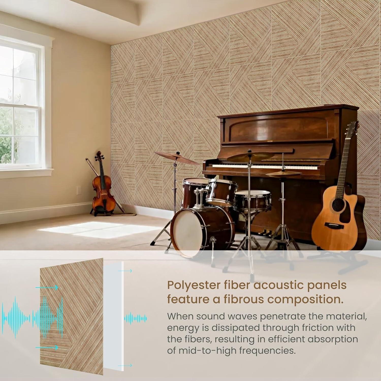 Paneles Acústicos Foritrue 6 Piezas 60x60 cm Madera UV B