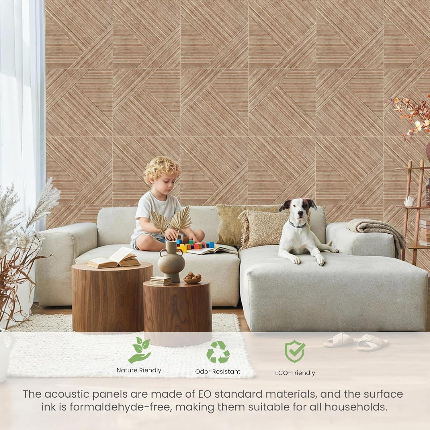 Paneles Acústicos Foritrue 6 Piezas 60x60 cm Madera UV B