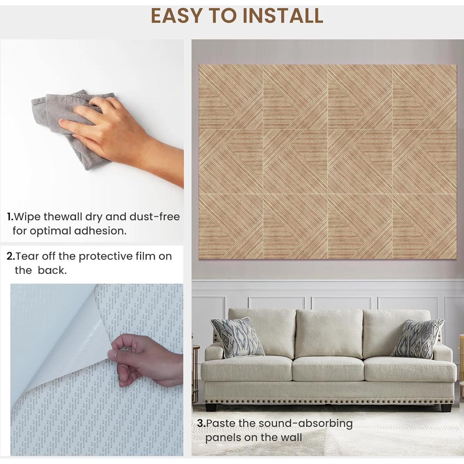 Paneles Acústicos Foritrue 6 Piezas 60x60 cm Madera UV B