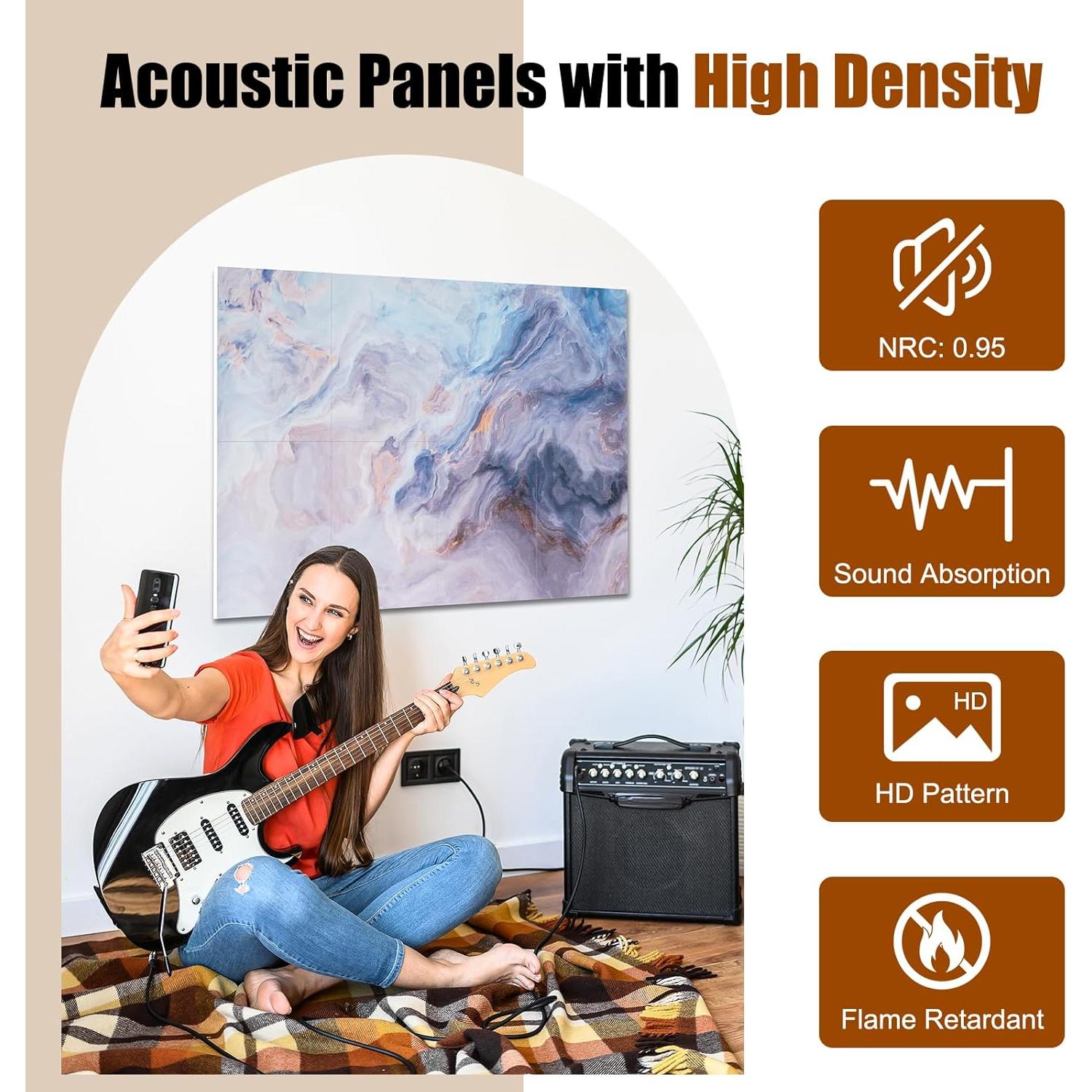 Paquete de 8 Paneles Acústicos QUEENLINK 30x40 cm Azul Silencio