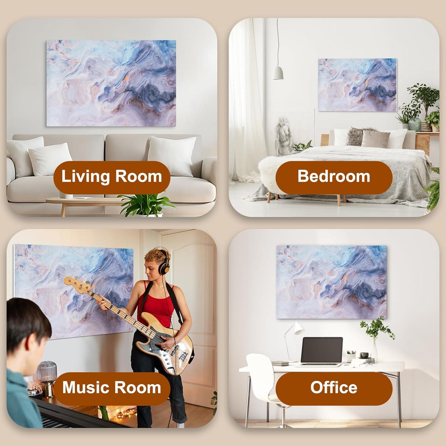 Paquete de 8 Paneles Acústicos QUEENLINK 30x40 cm Azul Silencio