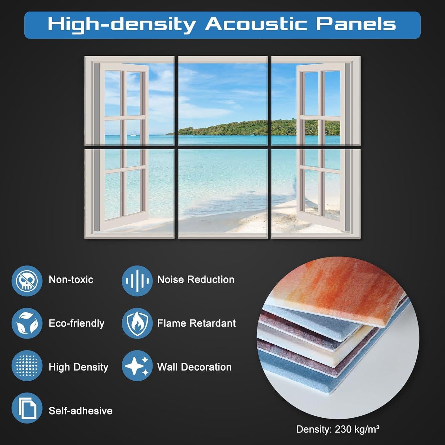 Paquete de 6 Paneles Acústicos BILUOS 183x122 cm Decorativos