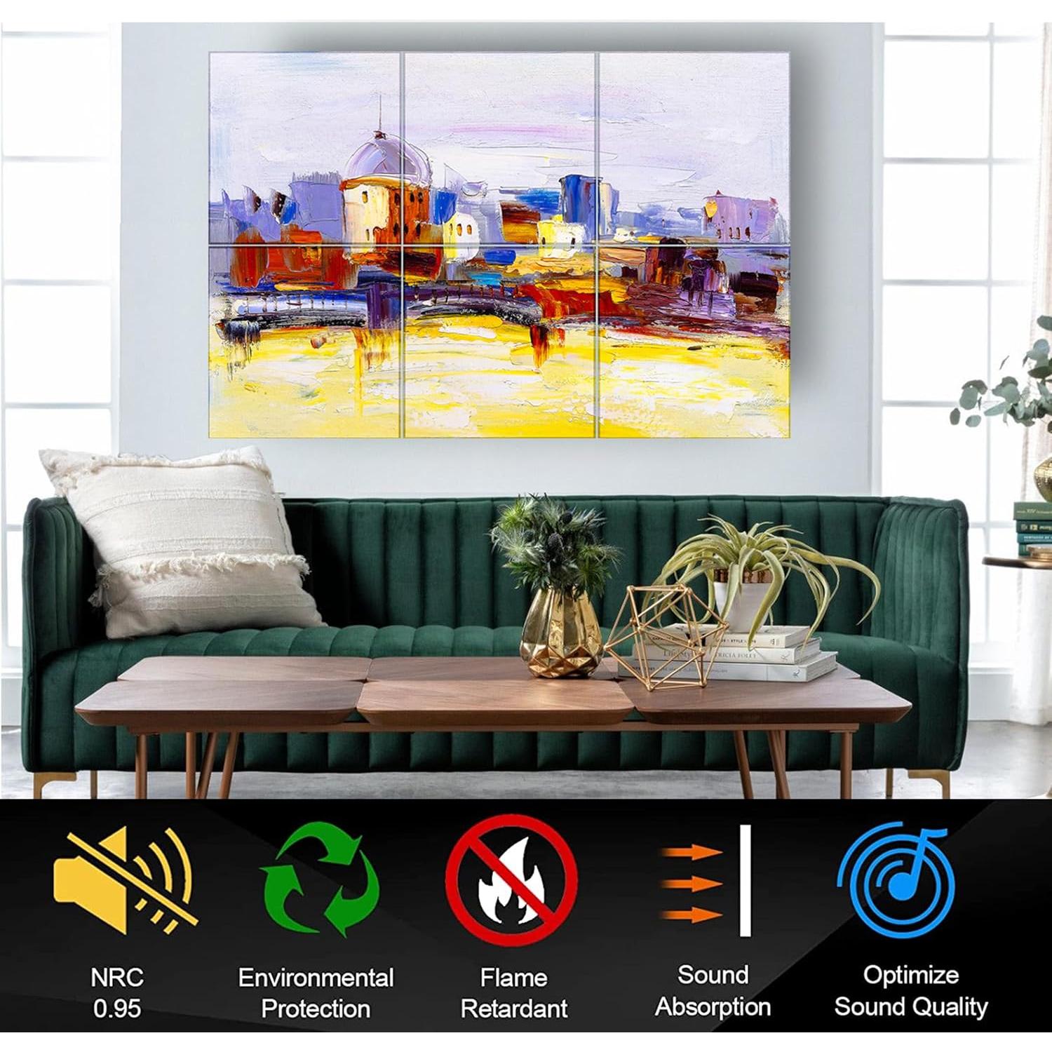 Paquete de 6 Paneles Acústicos KTOESHEO 182.88x121.92 cm