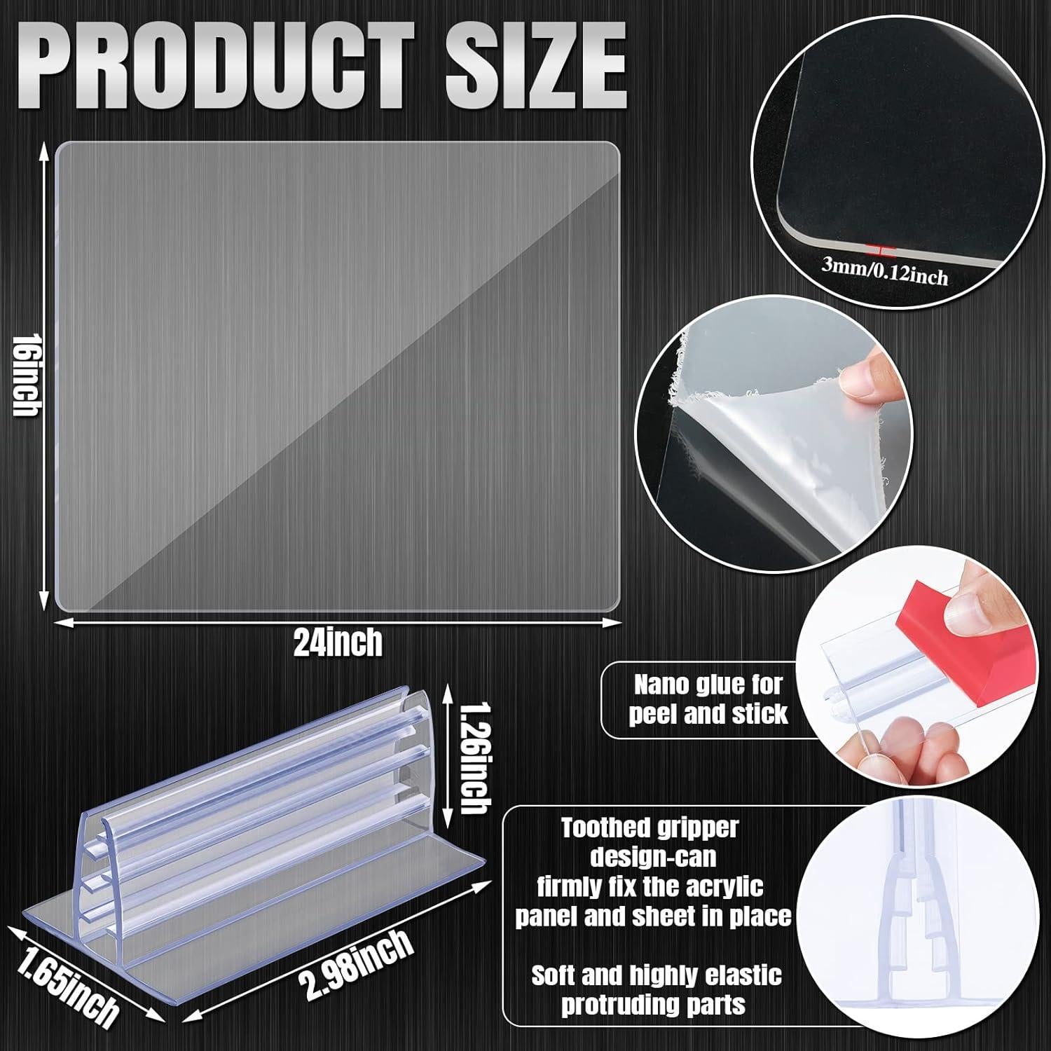 Soporte Acrílico para Paneles de Escritorio Weysat 16 Pcs 60x40 cm