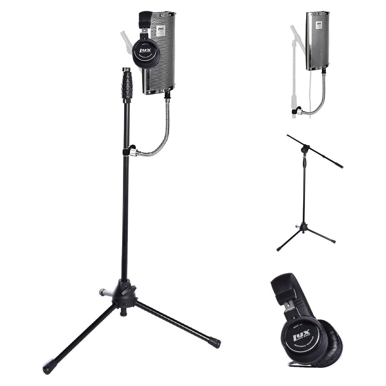 Cabina Vocal Portátil LyxPro VRI-40 con Soporte y Auriculares