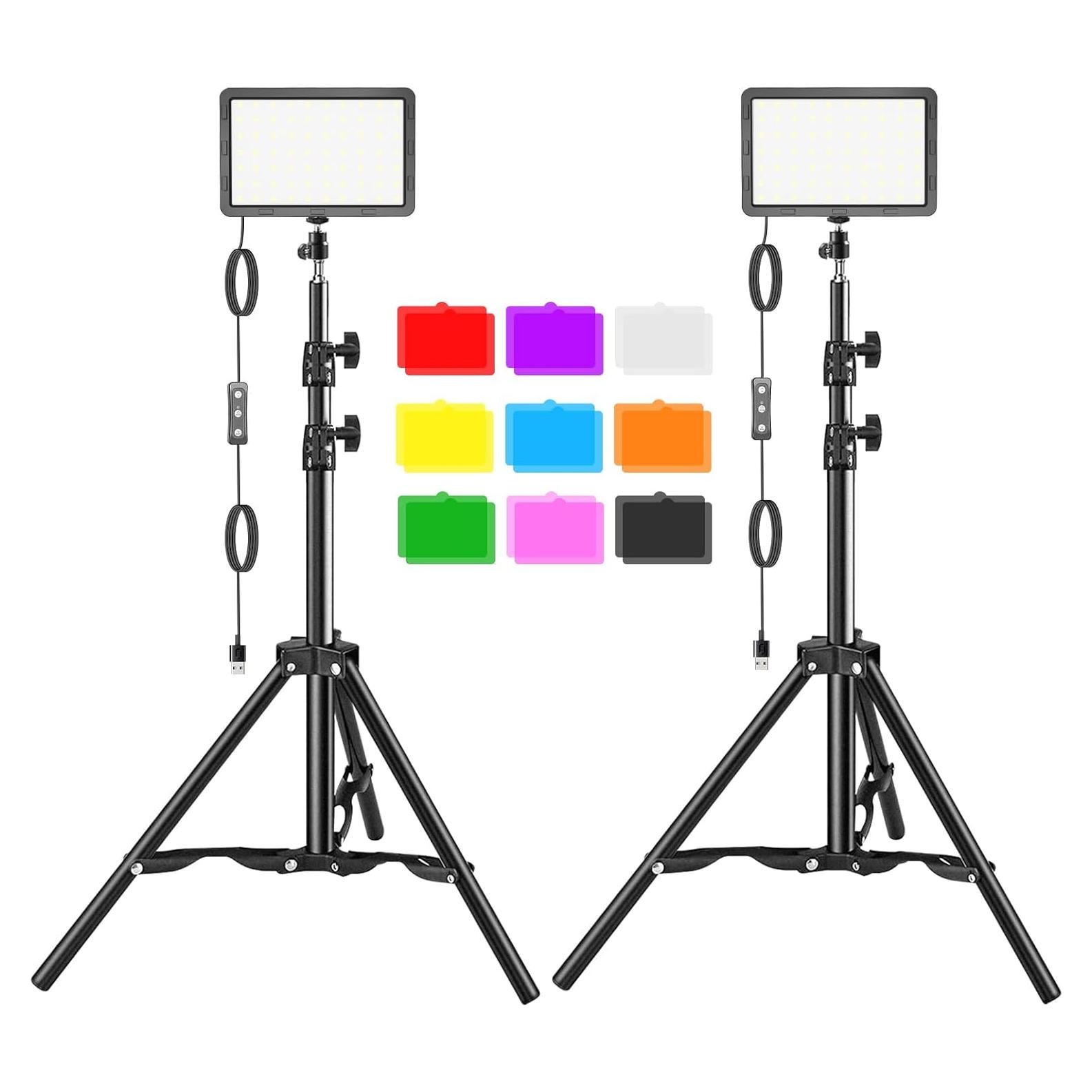 Kit de Luz LED Hagibis 2 Pcs con 18 Filtros de Color