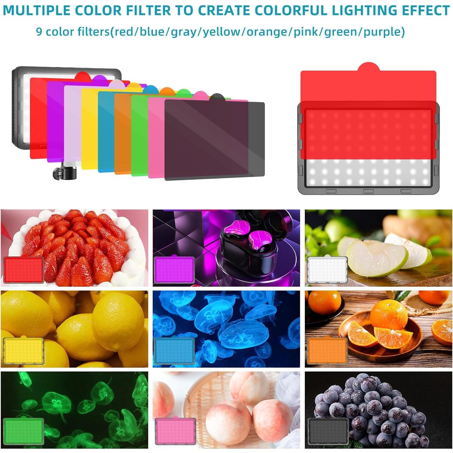 Kit de Luz LED Hagibis 2 Pcs con 18 Filtros de Color