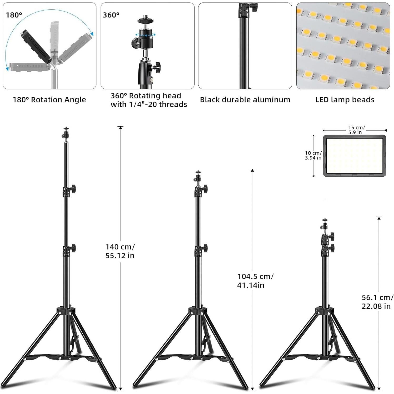 Kit de Luz LED Hagibis 2 Pcs con 18 Filtros de Color