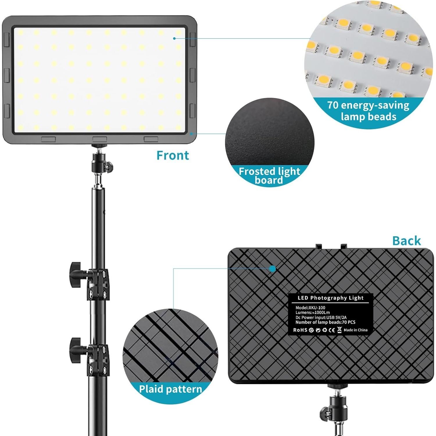 Kit de Luz LED Hagibis 2 Pcs con 18 Filtros de Color