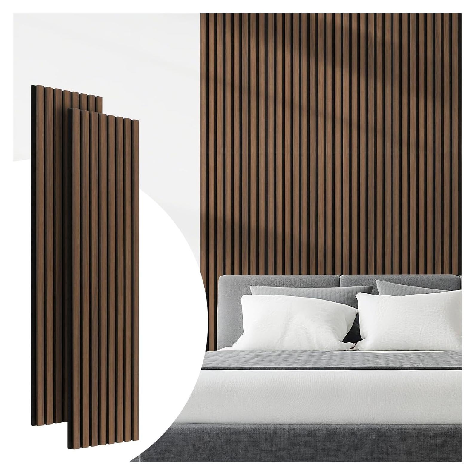 Paquete de 2 Paneles Acústicos de Madera Nogal 121.9x32.1 cm