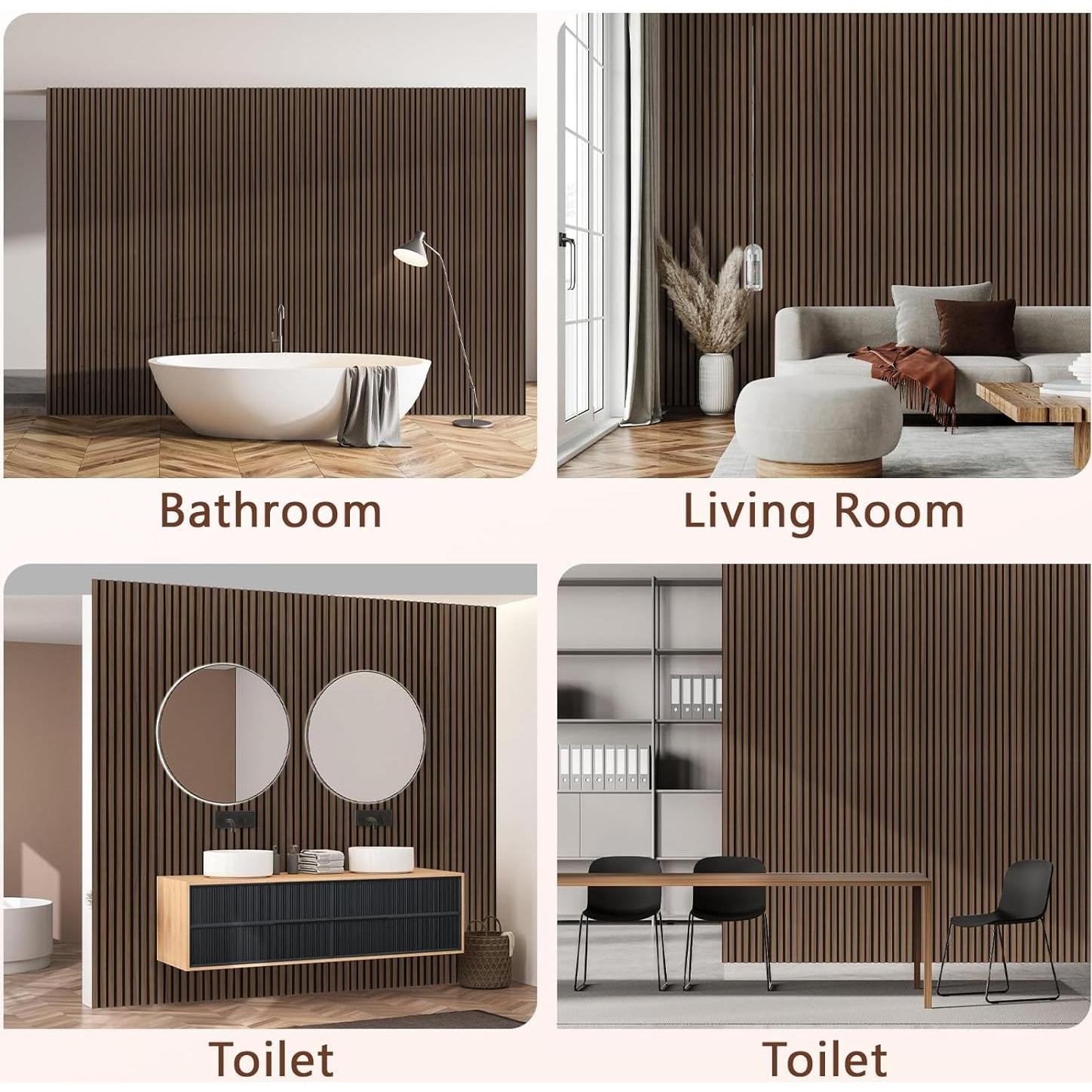 Paquete de 2 Paneles Acústicos de Madera Nogal 121.9x32.1 cm