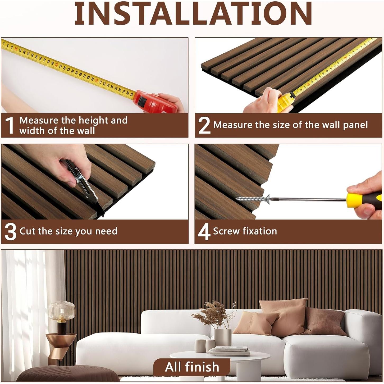 Paquete de 2 Paneles Acústicos de Madera Nogal 121.9x32.1 cm