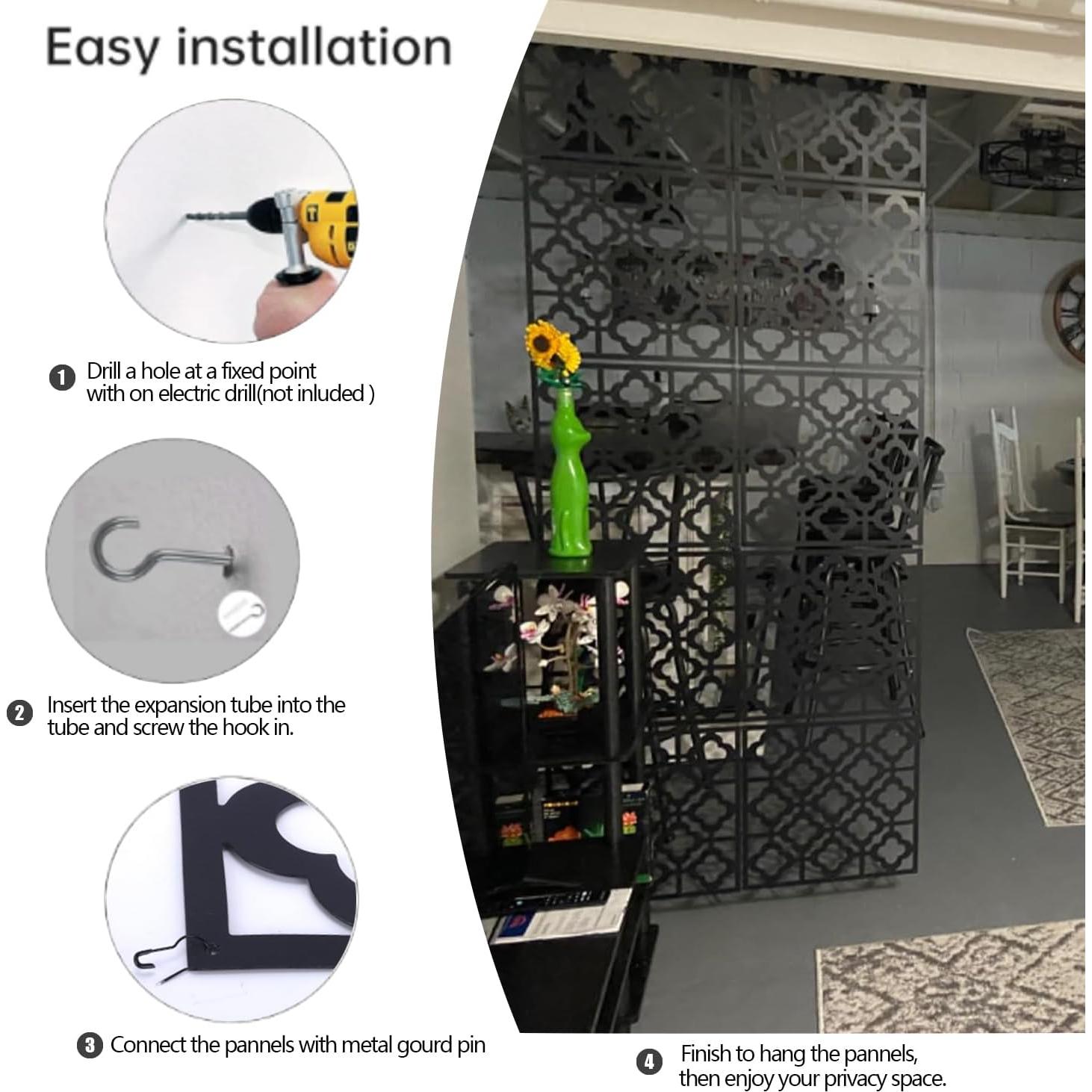 Divisor de Habitaciones Colgante Stepstall 12 Pcs PVC Negro