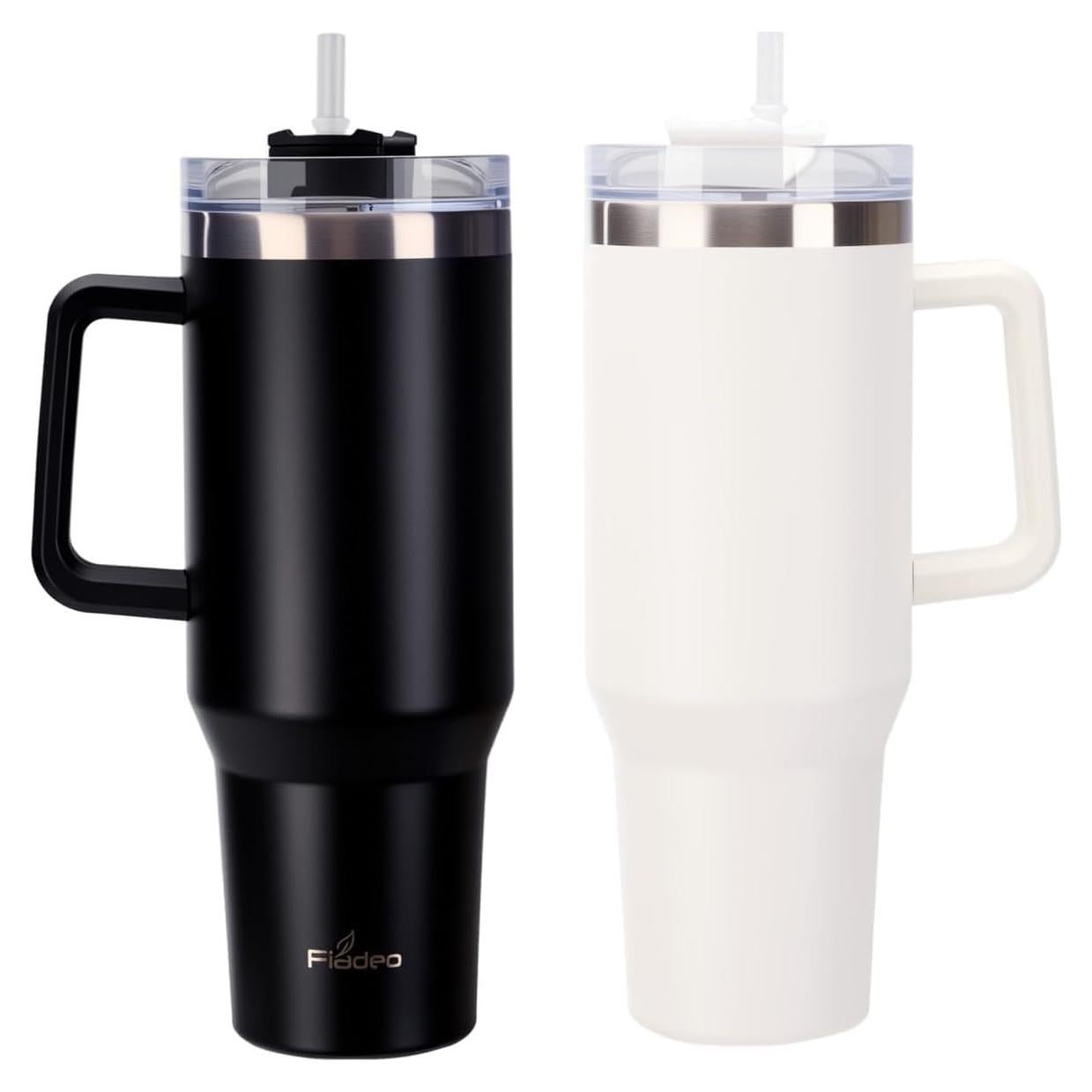 Paquete de 2 Tazas de 1.18L Aisladas Genérico con Asa y Popote