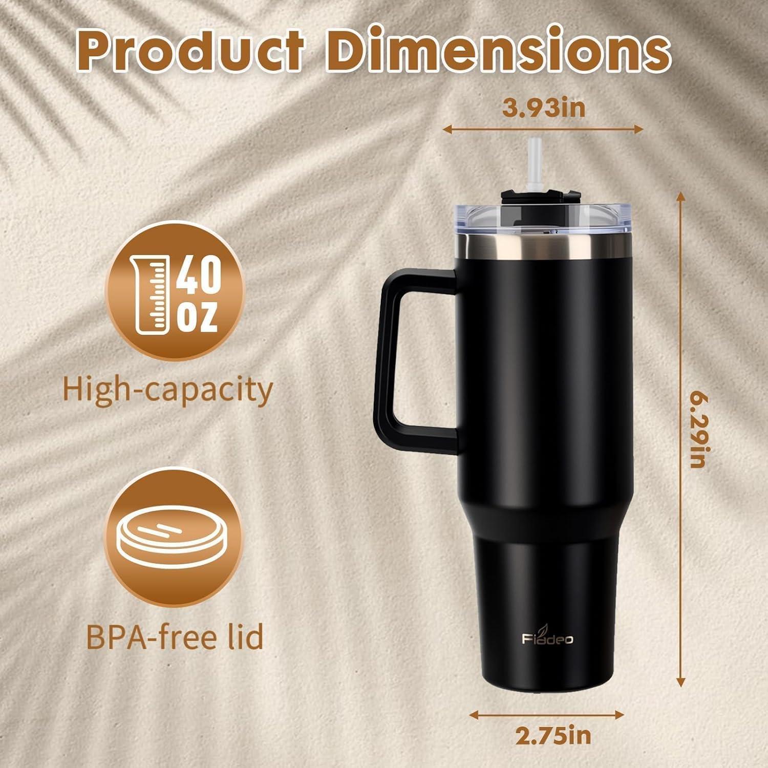 Paquete de 2 Tazas de 1.18L Aisladas Genérico con Asa y Popote