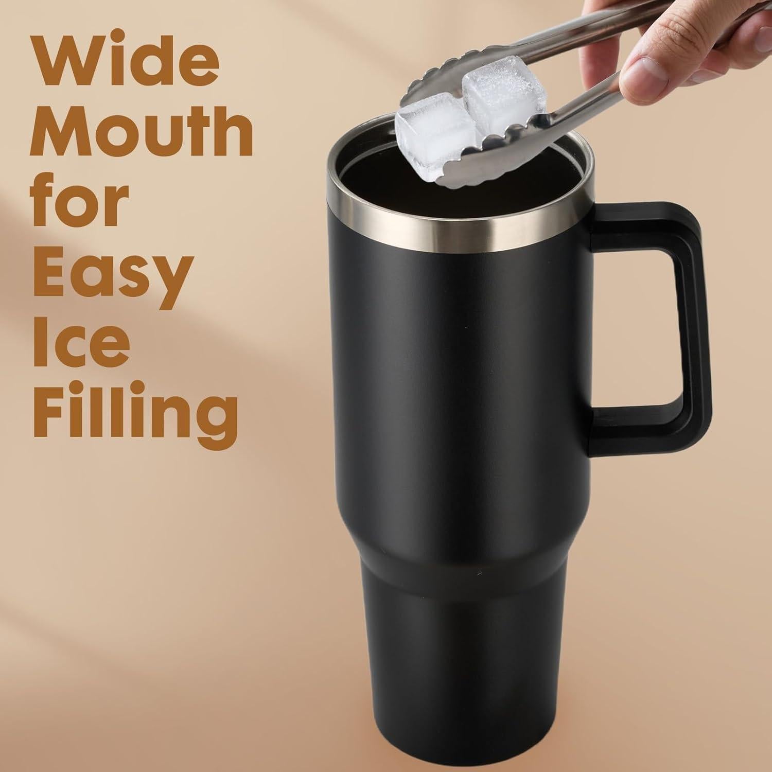 Paquete de 2 Tazas de 1.18L Aisladas Genérico con Asa y Popote