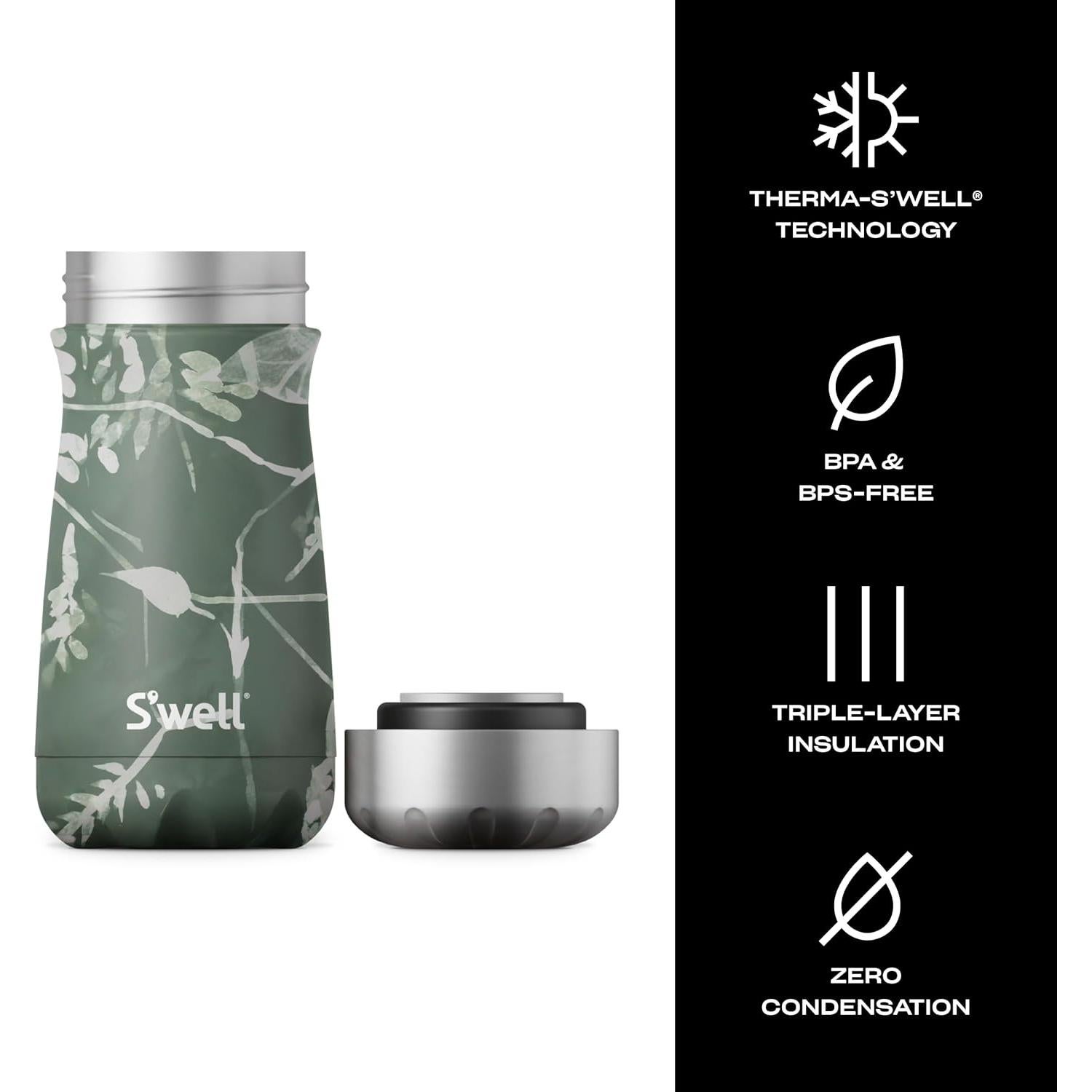 Contenedor Aislado S'well 12oz Verde Follaje - Acero Inoxidable