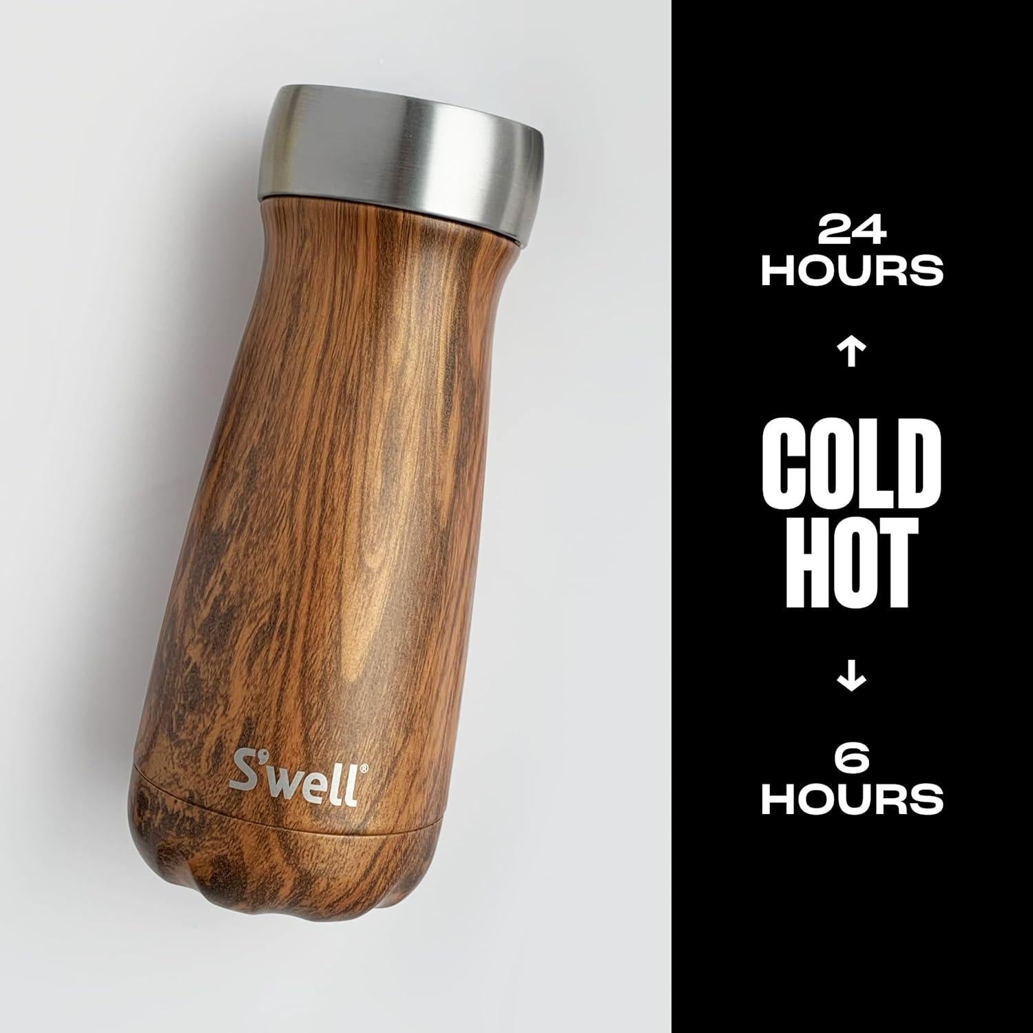Botella Térmica S'well Commuter 16oz Acero Inoxidable Teakwood