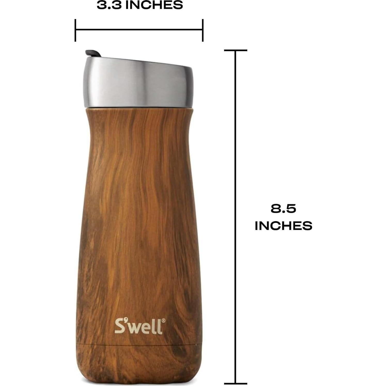 Botella Térmica S'well Commuter 16oz Acero Inoxidable Teakwood