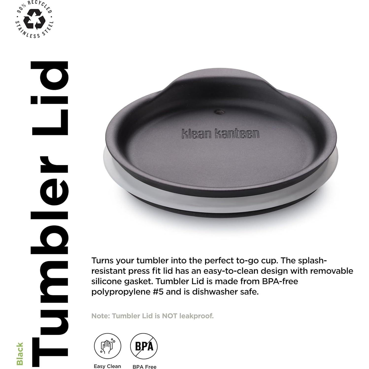 Tapa de Vaso Klean Kanteen - A Prueba de Lavavajillas - Negro