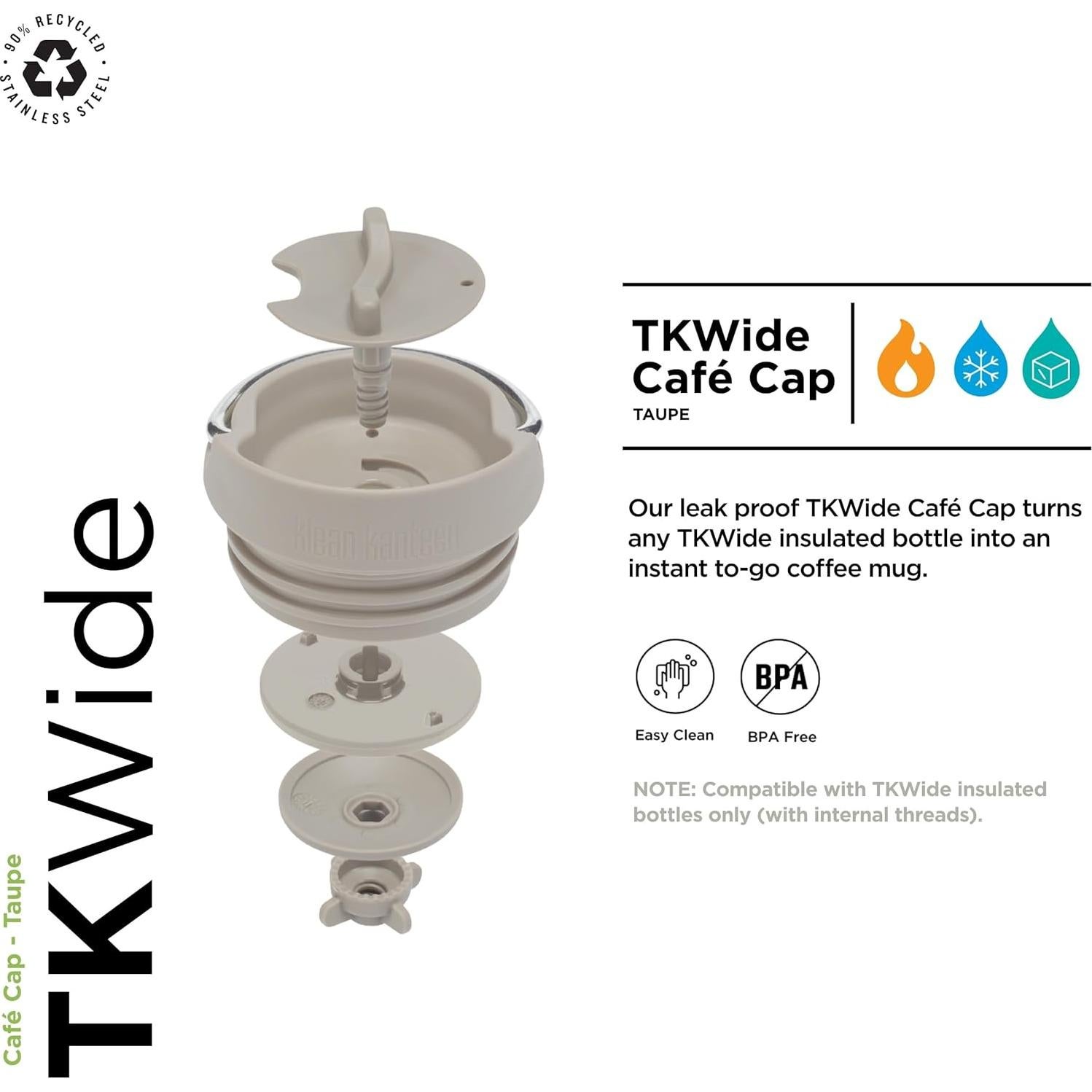 Tapa Klean Kanteen TKWide Cafetera Aislada Libre BPA Taupe