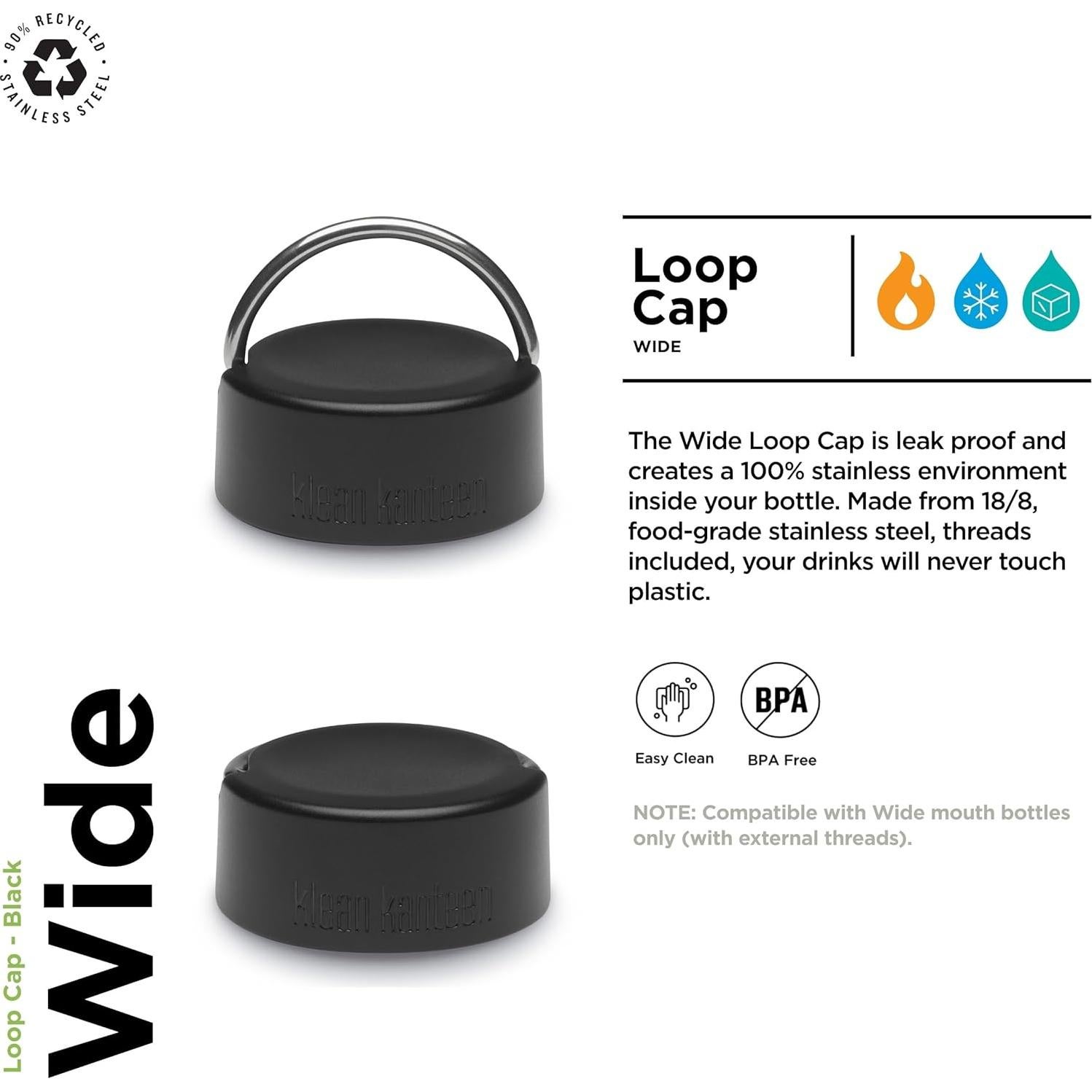 Tapa de Bucle Ancho Klean Kanteen - Acero Inoxidable Apta Lavavajillas