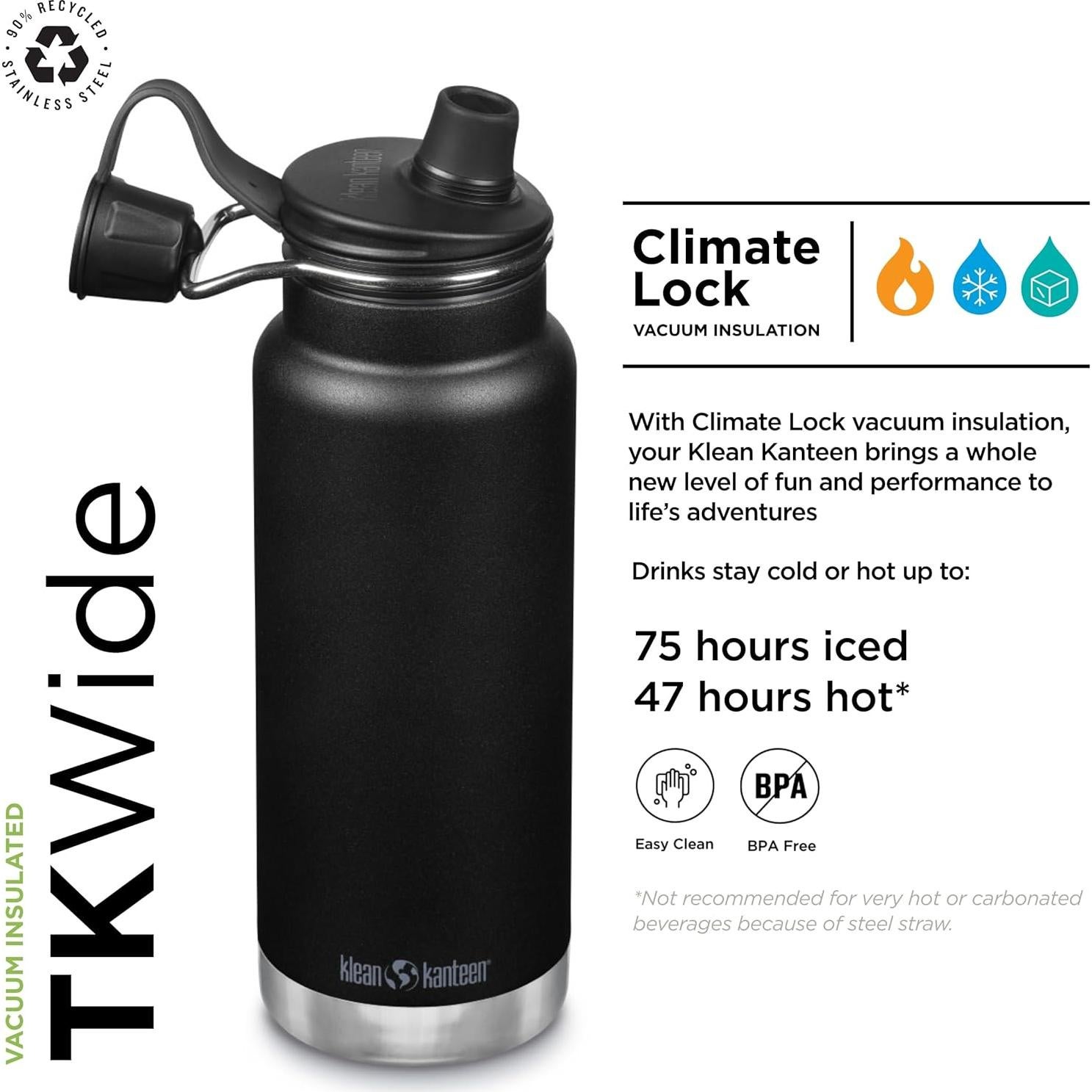 Botella Aislada Klean Kanteen TKWide 946 ml - Negro