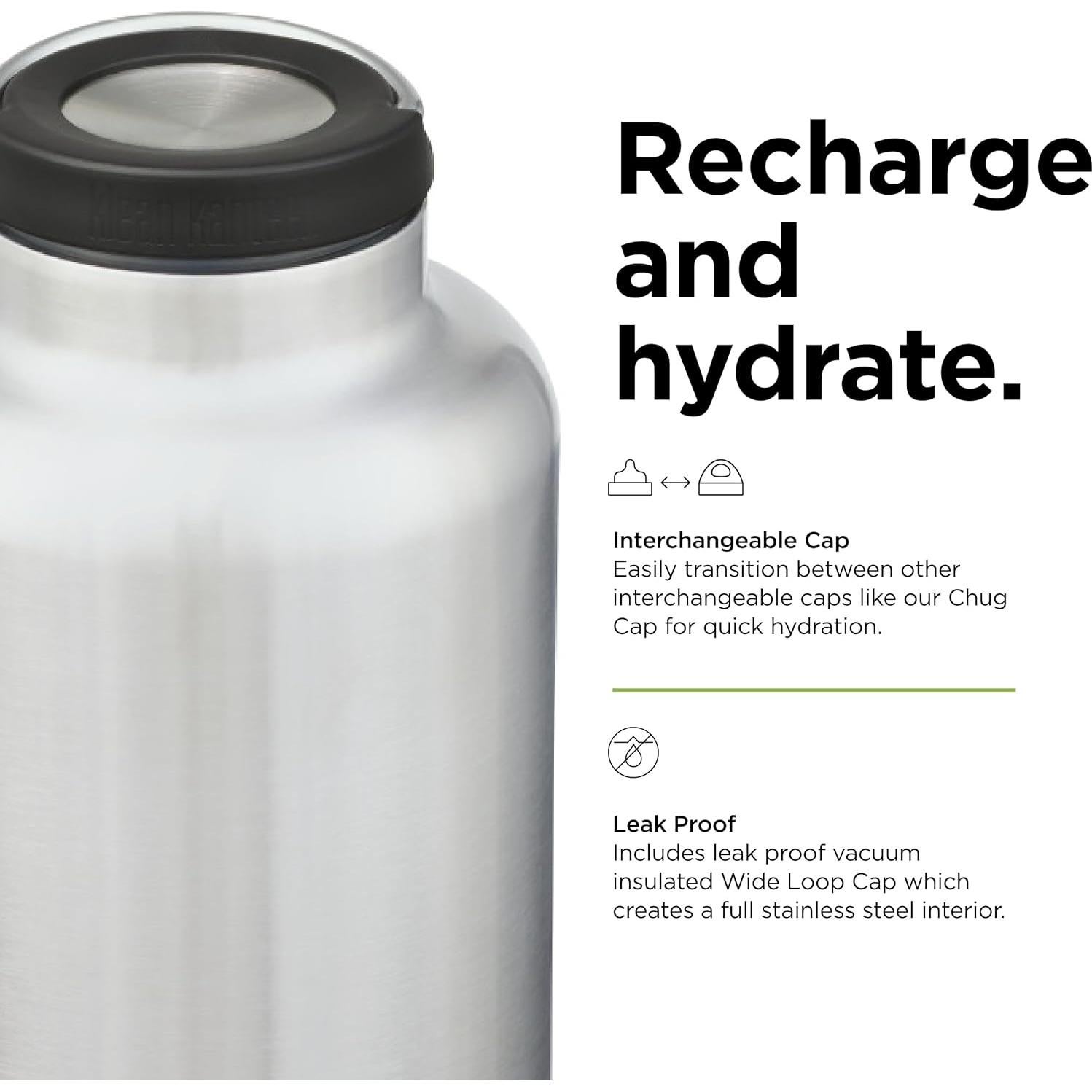 Botella de Agua Aislada Klean Kanteen TK Wide 1.89 L Acero Inoxidable