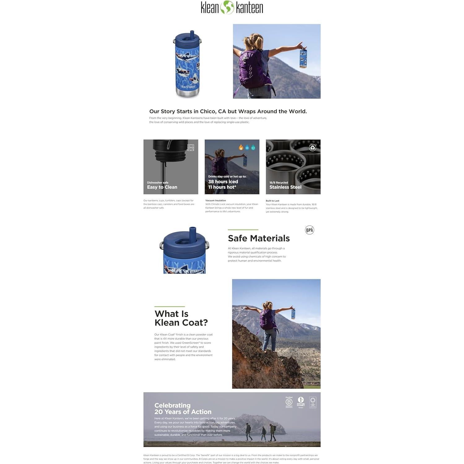 Vaso Térmico Klean Kanteen TKWide 12oz Tiburones con Gafas