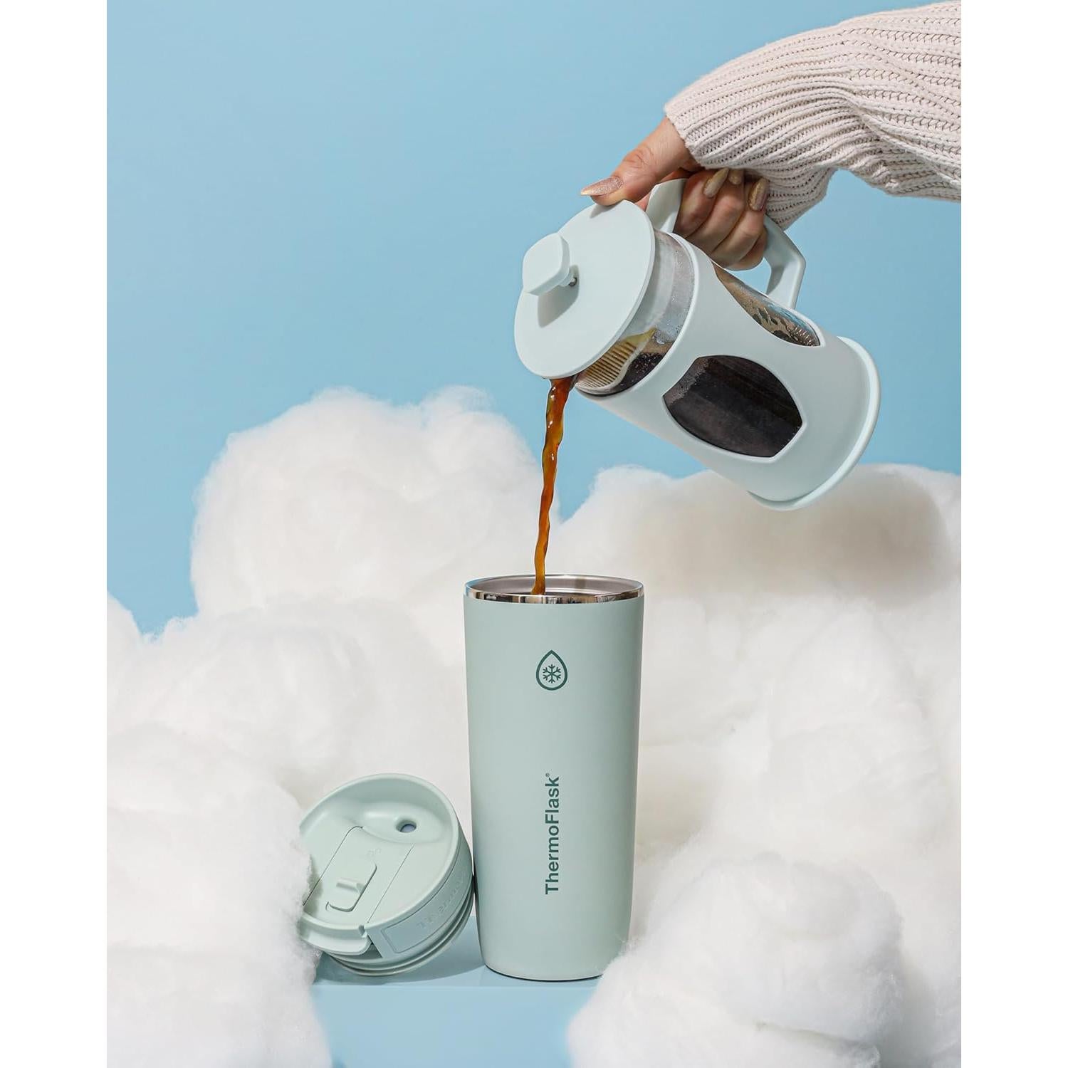 Taza de Viaje ThermoFlask 0.47L Acero Inoxidable Verde Salvia